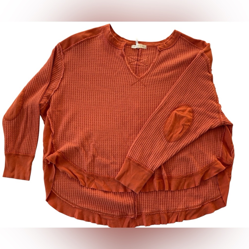 Cozy Rust Waffle Knit Sweatshirt